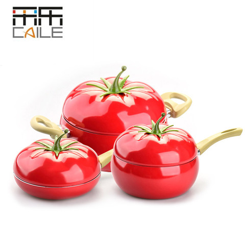 20cm Kitchen Soup Pot Fruit Pan Non-stick Aluminum Sauce Pan Boiler Tomato Shape No Fumes Household Cooking Tools Kitchenware ► Photo 1/5