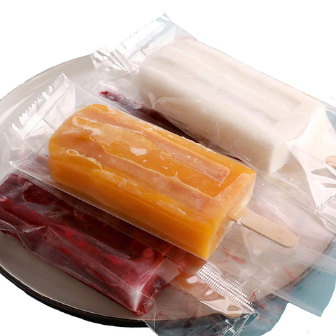 UPORS 100Pcs/Set Popsicle Bags Disposable Plastic Ice Pop Bags Food Grade Transparent Ice Popsicle Mold Bag Freeze Treat Storage ► Photo 1/6