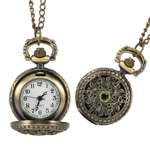 Newly Fashion Vintage Women Pocket Watch Alloy Retro Hollow Out Flowers Pendant Clock Sweater Necklace Chain Watches Lady Gift ► Photo 1/6