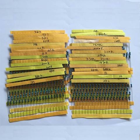 600 Pcs = 30 values * 20pcs Each Value Metal Film Resistor pack 1/4W 1% resistor assorted Kit Set ► Photo 1/1
