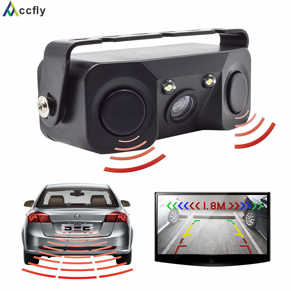 accfly rear view camera with parking sensors