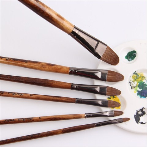 6pcs/Set high-grade weasel hair brush paintbrush tongue peak row acrylic paints oil paint brush Set Drawing Art Supplies ► Photo 1/3