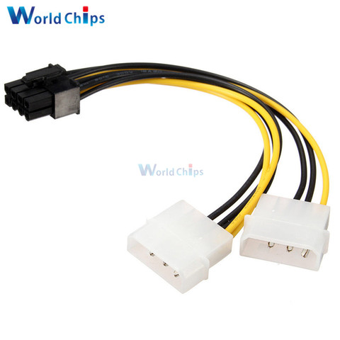 Dual Molex LP4 4 Pin to 8 Pin PCI-E Express Converter Adapter Power Cable Wire ► Photo 1/1