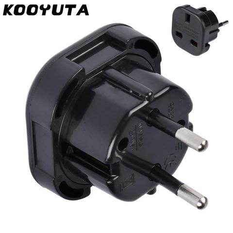 KOOYUTA Universal Travel UK to EU Euro Plug AC Power Charger Adapter Converter Socket Power Plug Adaptor Connector Black color ► Photo 1/6