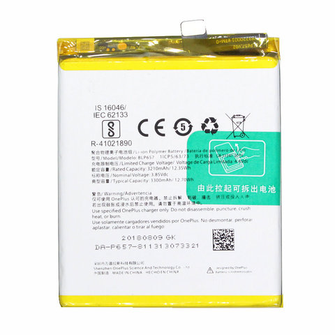 Ciszean 1x 3300mAh / 12.7Wh BLP657 Replacement Battery For OnePlus 6 One Plus 6 Batterie Bateria Batterij ► Photo 1/6