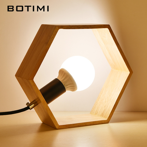 Botimi Creative Table Lamp, Wooden Table Lamps For Bedroom