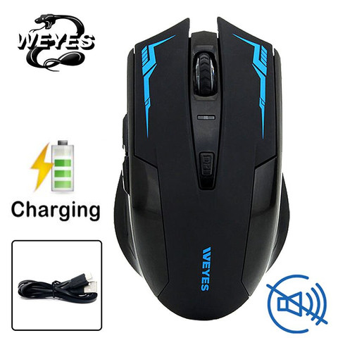 WEYES Charged Silent Wireless Optical Mouse Mute Button Noiseless Gaming Mice 2400dpi Built-in Battery For PC Laptop Computer ► Photo 1/5