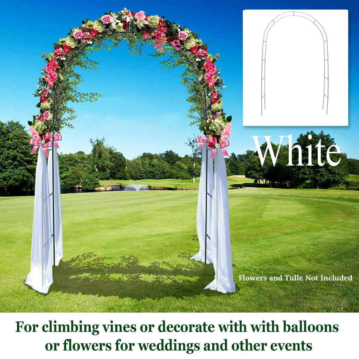 2 NEW 90" WHITE METAL ARCH Wedding Party Bridal Prom Garden Floral Decoration 