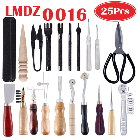 LMDZ Leather Craft Tools Kit Hand Sewing Stitching Punch Carving Work  Saddle Leather Craft Accessories DIY leather tools