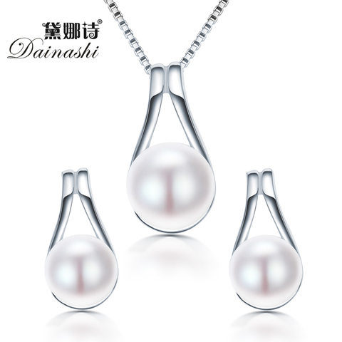 Dainashi 925 Sterling Silver Genuine Natural Freshwater Pearl Drop Pendant Necklace Fashion earrings fine jewelry sets for women ► Photo 1/4