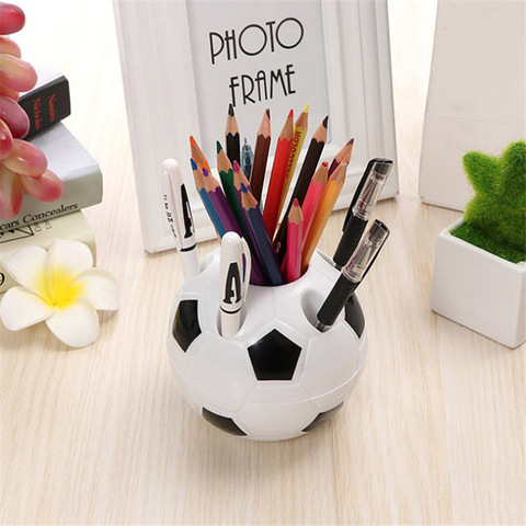 Cute Kawaii Football Pen Holder Kids Stationery Pencil Organizer Desk Set Accessories Offices School Round Container Desktop Box ► Photo 1/5