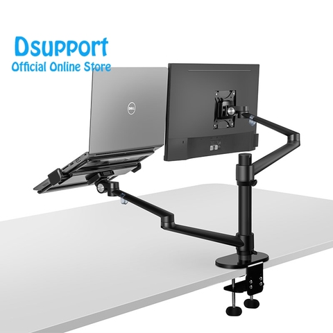 Aluminum Height Adjustable Desktop Dual Arm 17-32 inch Monitor Holder+12-17 inch Laptop Holder Stand OL-3L Full Motion Mount Arm ► Photo 1/6