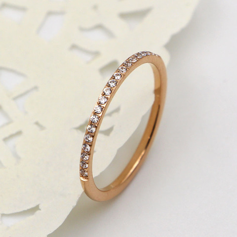New Valentine's Day gift flash ultra-thin set with 20 Zircon titanium steel plated  rose gold woman ring ► Photo 1/6