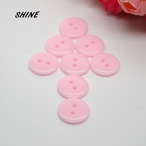 100PCs Decorative Buttons Pink 2 Holes 12.5mm Sewing Resin Buttons Flatblck Scrapbooking ► Photo 1/1