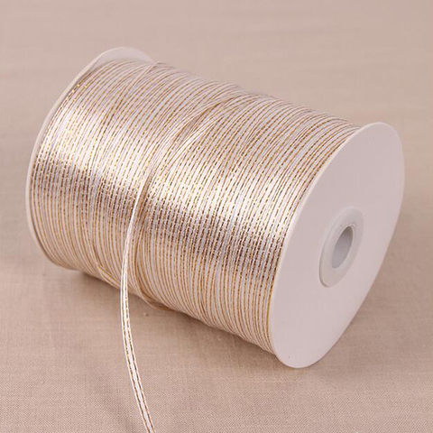 50yards 1/8''(3mm) Gold Edge White Ribbon high quality grosgrain satin ribbons gift packaging ribbons Wedding Party Decoration ► Photo 1/6