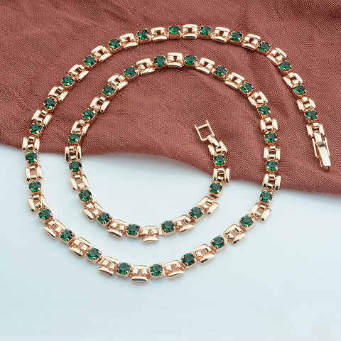 5MM 8 Color 50cm Women 585 Rose Gold Color Chain Cubic ZIrcon White Green Stonet Necklace ► Photo 1/6