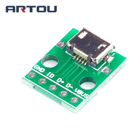 1PCS Micro USB to DIP 2.54mm Adapter Connector Module Board Panel Female 5Pin Pinboard 2.54mm Micro USB PCB Type Parts ► Photo 1/6