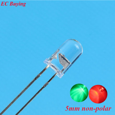 100 pcs 5mm LED Bi-Color Clear Red/Green Non-Polar Round Light Emitting Diode Dual Foggy Two Plug-in  DIY Kit ► Photo 1/4