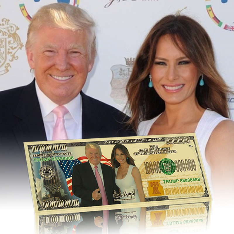 $1000000 Donald Trump And The First Lady Commemorative Coin Gold Foil Banknote 