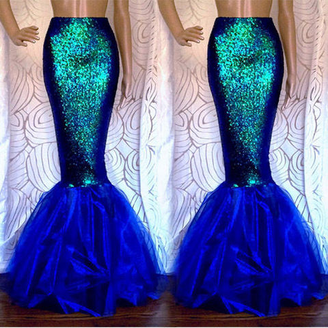 new Sexy green rose red Mermaid adult princess Womens Halloween cosplay Costume Fancy club Party Sequins Long Tail Skirt ► Photo 1/3