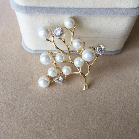 New Fashion Branch Imitation Pearl Luxury Rhinestone Atmospheric Brooch Ladies Gift Jewelry Flower Brooch Teardrop Brooch Pins ► Photo 1/3