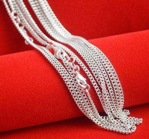 Hot Sale! 10pcs/lot Fashion 2mm Silver Plated Curb Chain Necklaces 16