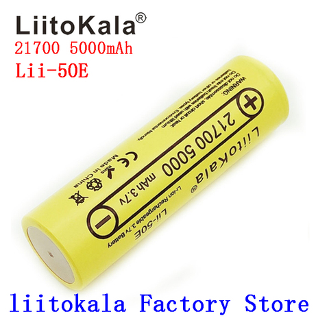 LiitoKala Lii-50E 21700 5000 mah Rechargeable Battery 40A 3.7V 10C discharge High Power batteries For High-power Appliances ► Photo 1/5