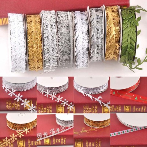 3yard/lot Christmas Snowflake Ribbons Trim Lace Set for Bow Craft DIY Box Packing Art Sewing Accessories CP2326 ► Photo 1/6