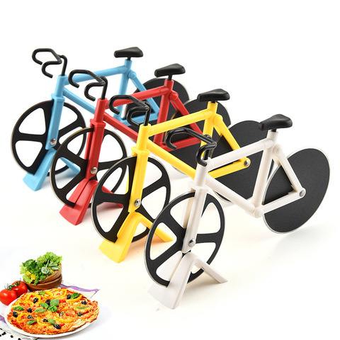 New Design Stainless Steel Pizza Knife Two-wheel Bicycle Shape Pizza Cutting Knife Pizza Tool Bike Round Pizza Cutter Knives ► Photo 1/4