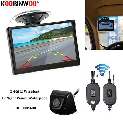 Koorinwoo Wireless Parking 5Inch HD Screen Suction top Monitor Wide Angle LED Night Vision Metal Body Rear View Camera Universal ► Photo 1/6