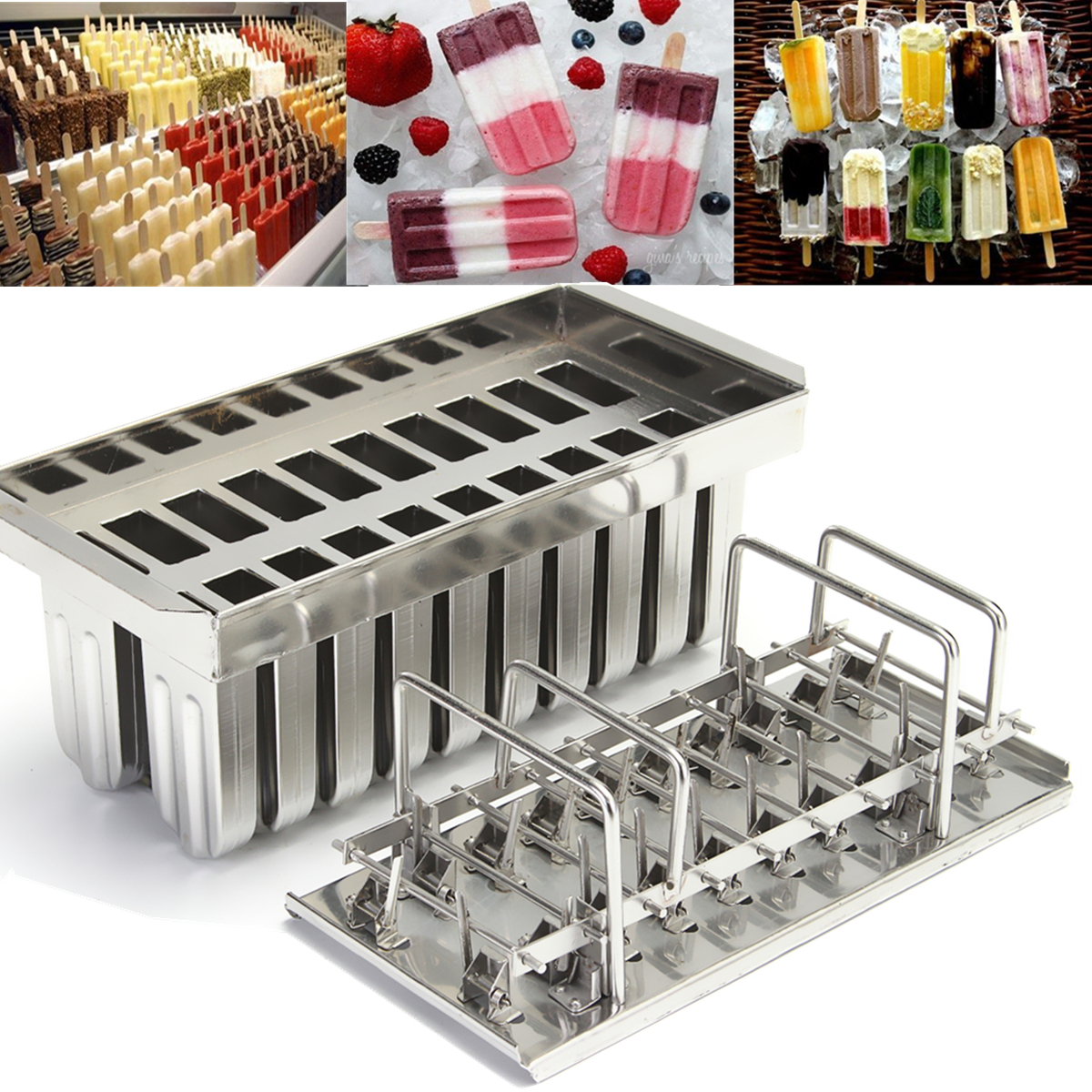 20pcs Stainless Steel Popsicle Molds Ice Cream Stick Holder Silver Home DIY Ice  Cream Moulds Ice