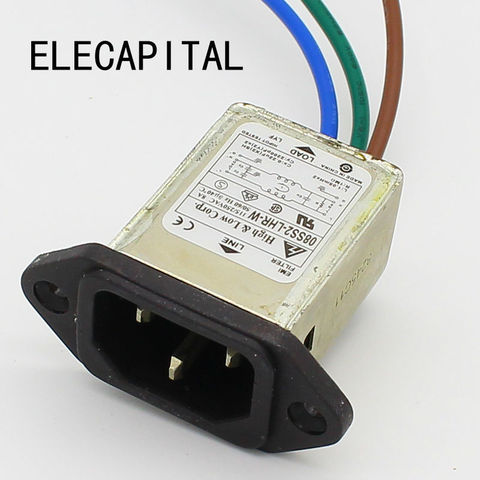 panel mounting 3 pins ac socket 8A EMI filter 115/250VAC 8A 50/60Hz High & Low Corp. EMI power filter Connector ► Photo 1/3