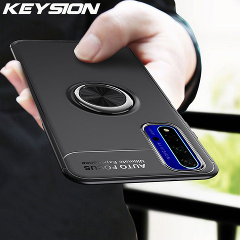 KEYSION Ring Holder Phone Case For Huawei Honor 20 Pro 10i Magnetic Car Stand Soft TPU Matte Cover for Nova 5 Y5 Y6 Y7 Y9 2022 ► Photo 1/6