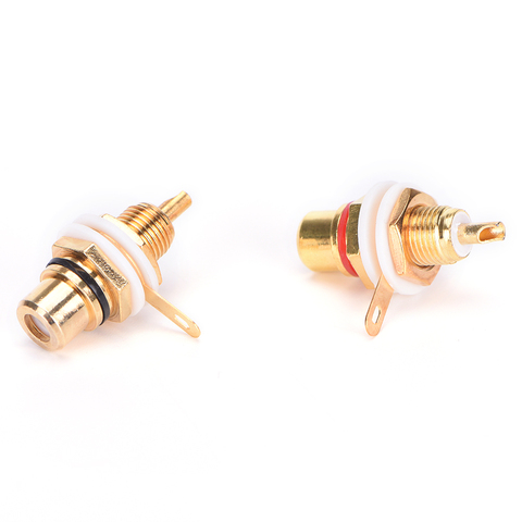 10pcs/lot RCA Female Socket Connector Chassis Panel Mount Adapter Audio Terminal Plug Gold Plated Panel Mount ► Photo 1/6