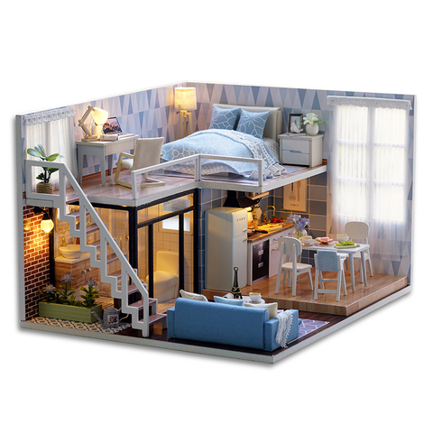 CUTEBEE DIY Doll House Wooden Doll Houses Miniature Dollhouse Furniture Kit with LED Toys for children Christmas Gift  L023 ► Photo 1/6