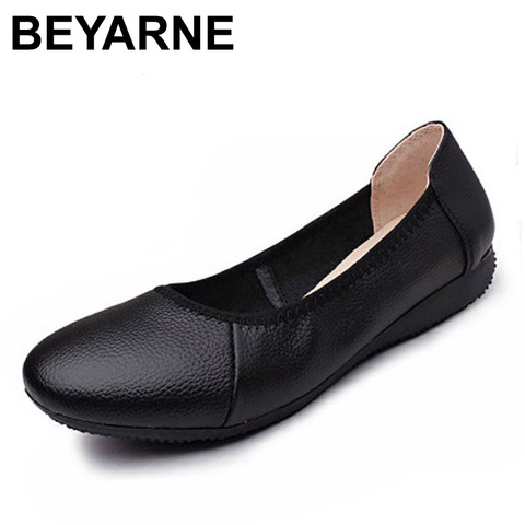BEYARNE Genuine Leather Women Flats,Fashion Black Pointed Toe Ladies Ballet Flats,Brand Designer Ballerina Woman Flats Shoes ► Photo 1/6