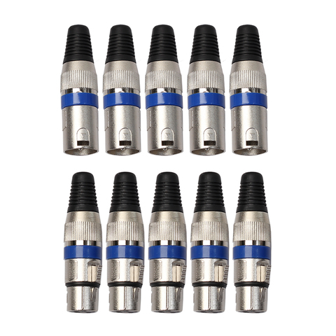5 Pairs XLR 3 Pin Female MIC Jack Plug Audio Microphone Cable Connector Blue NG4S ► Photo 1/6