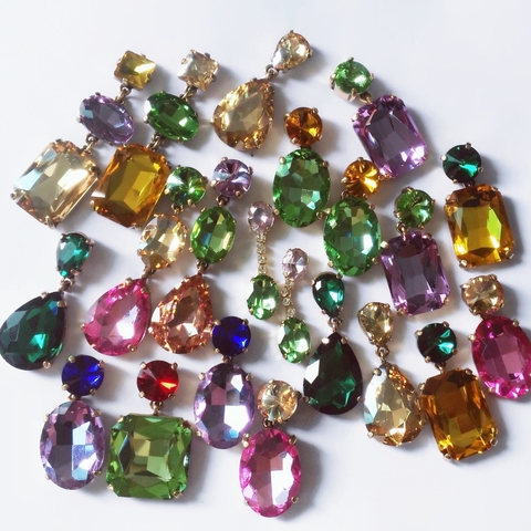 High Quality Crystal Round Water Drop Ceometric Dangle Earrings Rhinestone Earrings Fashion Wedding Jewelry women Brincos 2022 ► Photo 1/6