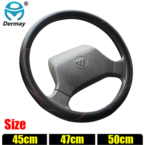 DERMAY Size 45cm 47cm 50cm Car Steering Wheel Cover Faux Leather for Car Bus Truck Boat Scania Steering Wheel Factory Sale ► Photo 1/5