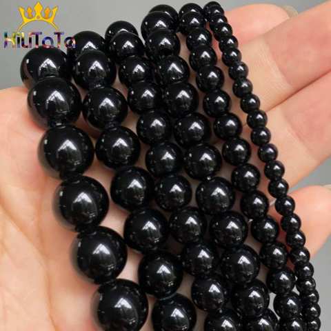 Black Glass Crystal Round Loose Spacer Beads For Jewelry Making DIY Charm Bracelet Necklace 15'' Strands 4/6/8/10/12mm ► Photo 1/6