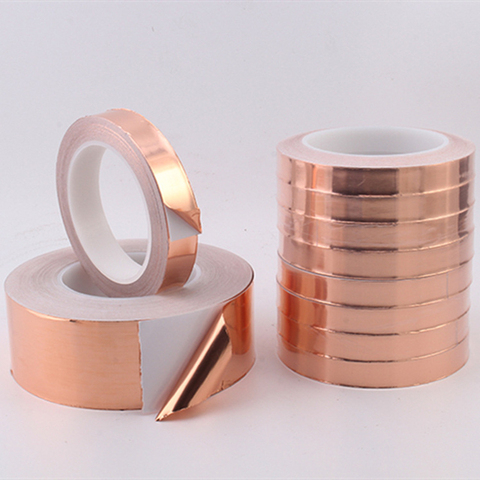 New 20 Meters 5/6/8/10/15/20/30/40/50mm Single Conductive Adhesive Copper Foil Tape EMI Shielding Heat Resist for Electric Guita ► Photo 1/6