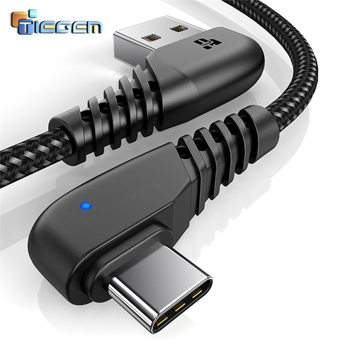 TIEGEM 90 degree USB Type C Cable 2A USB-C Cable Type-C Fast Charging Cord for Nintendo Switch Samsung S8 S9 for Huawei P20 Pro ► Photo 1/6