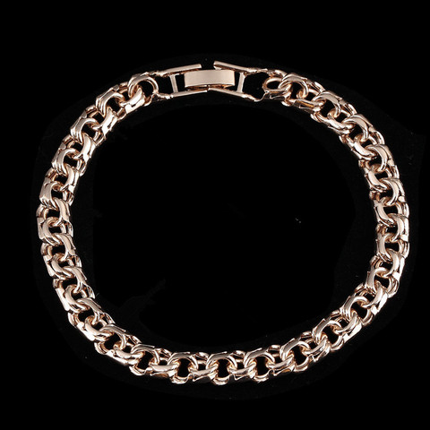 Bismark Bracelet New 585 Rose Gold Color Jewelry A Form of Weaving Long 7MM Wide Hand Catenary Gold Color Bracelet Men and Women ► Photo 1/6