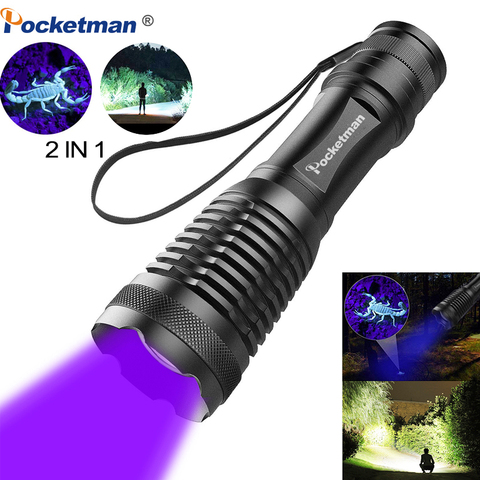 2 in 1 UV Flashlight LED Tactical Flashlight Torch 395nm Detectors for Carpet Pet Urine Catch Scorpions camping hiking fishing ► Photo 1/6