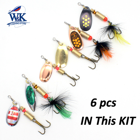 Bucktail Spinner Baits 2# Size Perch Trout Muskie Fishing Lure KIT at 6pcs/set Freshwater Spoon Lures Metal Lure ► Photo 1/6
