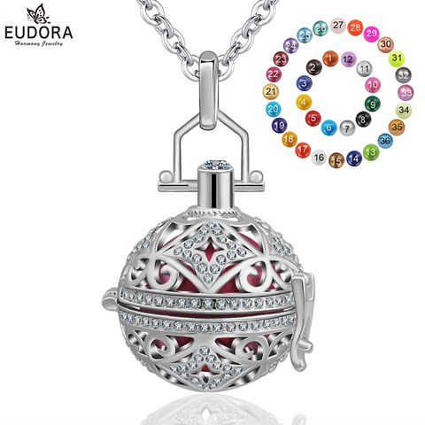 Eudora Copper Plating Silver Harmony Bola Ball Locket Cage Pendant fit Angel Caller 20mm Chime Ball Necklace For Women Pregnancy ► Photo 1/6