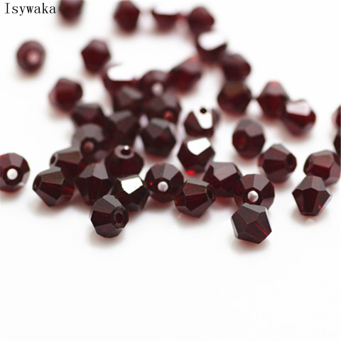 Isywaka Dark Red Color 100pcs 4mm Bicone Austria Crystal Beads charm Glass Beads Loose Spacer Bead for DIY Jewelry Making ► Photo 1/6