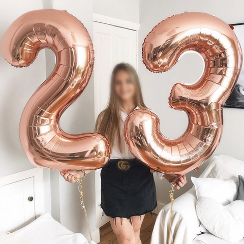 16/32inch Number Aluminum Foil Balloons Rose Gold Silver Digit Figure Balloon Child Adult Birthday Wedding Decor Party Supplies ► Photo 1/6