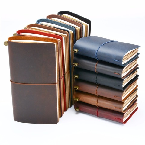 Hot Sale 100% Genuine Leather Notebook Handmade Vintage Cowhide Diary Journal Sketchbook Planner TN travel notebook cover ► Photo 1/6