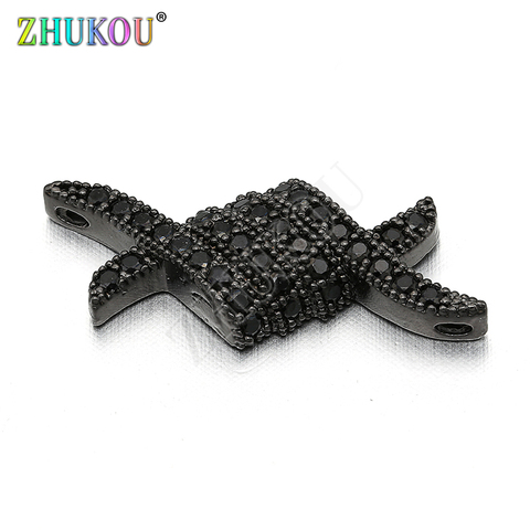9*22mm Handmade Brass Micro Pave Cubic Zirconia Connector Charms, Gunmetal, Hole: 1mm, Model:VS241 ► Photo 1/4